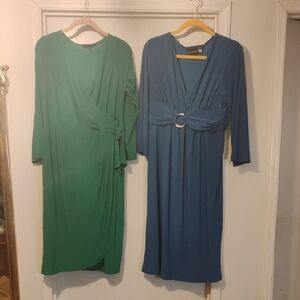 Elegant Green and Blue Wrap Dresses